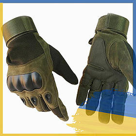 Тактичні рукавички повнопалі oakley з захистом кісточок велорукавиці, армійські рукавички Олива (XL)