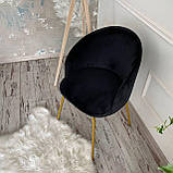 Інтер'єрний стілець КОМО зі спинкою із чорного велюру, фото 9