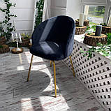 Інтер'єрний стілець КОМО зі спинкою із чорного велюру, фото 6