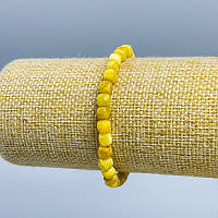 Браслет Жадеїт жовтий натуральний камінь гранований кубик d-5,5х5,5мм+- L-18см (стрейч)