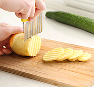 Ніж для декоративної хвилястої нарізування овочів Слайсер із неіржавкої сталі Зелений (KG-10260), фото 2
