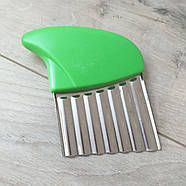 Ніж для декоративної хвилястої нарізування овочів Слайсер із неіржавкої сталі Зелений (KG-10260), фото 4