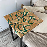 Приліжковий столик з натурального дерева та епоксидної смоли смарагд, фото 2