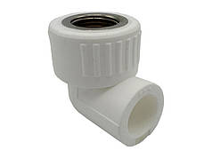 Кутник Ø20 x 3/4" В(внутрішня різьба) поліпропілен/латунь білий колір Asco®