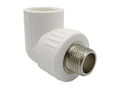 Кутник Ø25 x 1/2" З(зовнішня різьба) поліпропілен/латунь білий колір Asco®