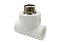 Тройник комбинированный Ø20 x 1/2"Н(наружная резьба) полипропилен/латунь белый цвет Asco®