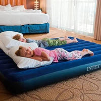 Надувний двомісний матрац для відпочинку сну купання Ліжко з Велюровим покриттям і підвищеною міцністю Intex