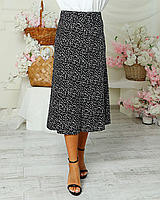 Деловая женская черная юбка А-силуэта на резинке длины ниже колен больших размеров 50-62