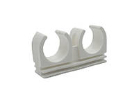 Кліпса подвійна Ø20 поліпропіленова кріплення для труб білий колір Asco®