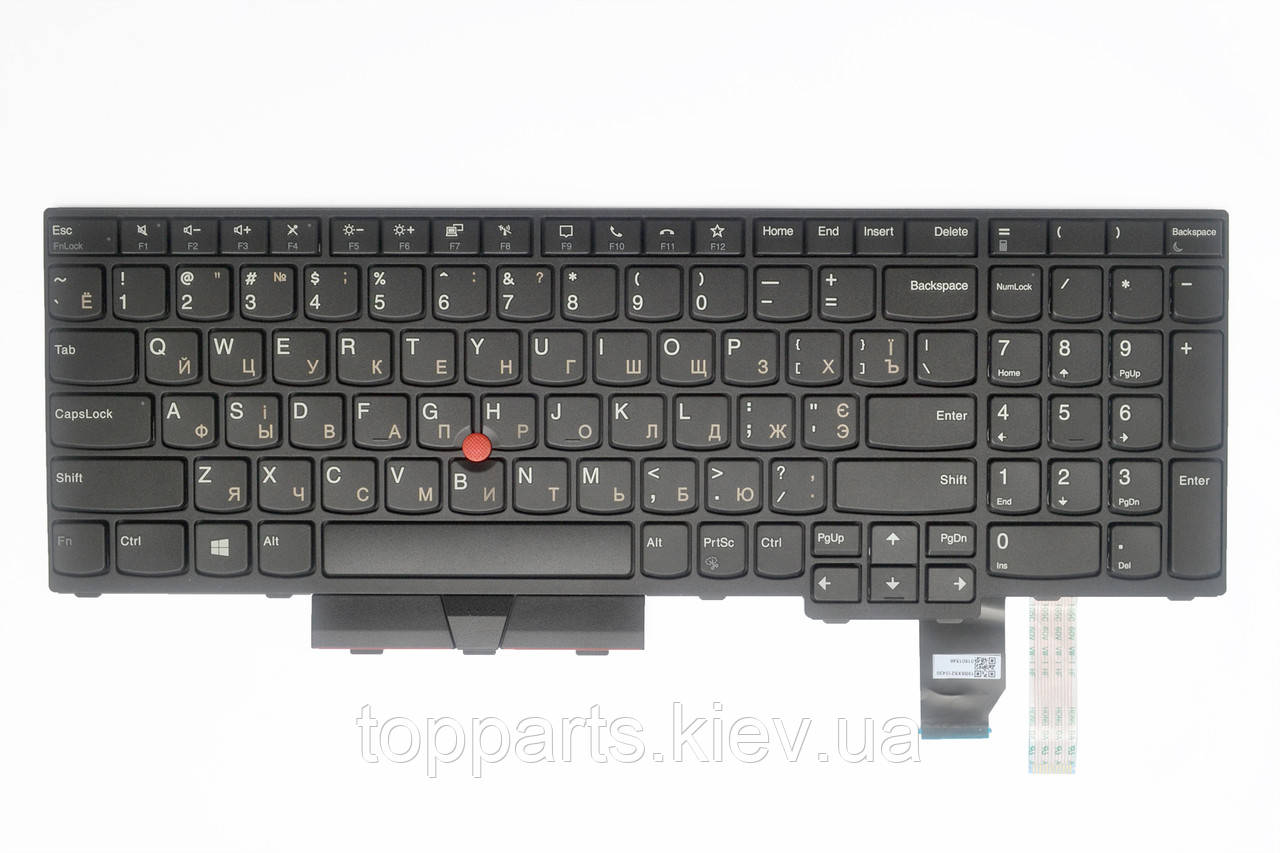 Клавіатура для ноутбуків Lenovo ThinkPad T15p Gen 2 чорна з чорною рамкою, з трекпоінтом UA/RU/US