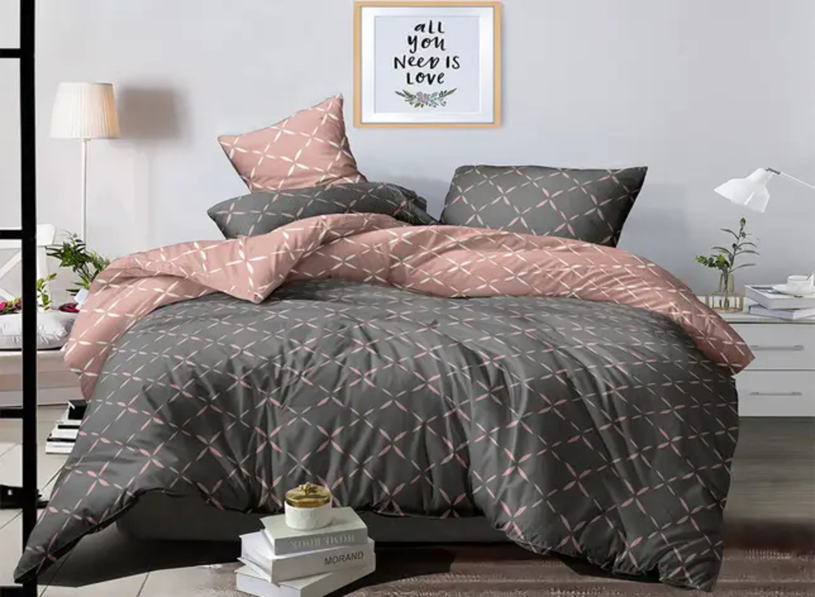 Постільний комплект двоспальний 180х220 Ранфорс бавовна (21306) Молодіжна постільна білизна двоколірна, фото 1