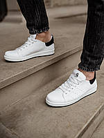 Классические мужские кроссовки белого цвета, кожаные прошитые летние кроссовки на низкой подошве для мужчин
