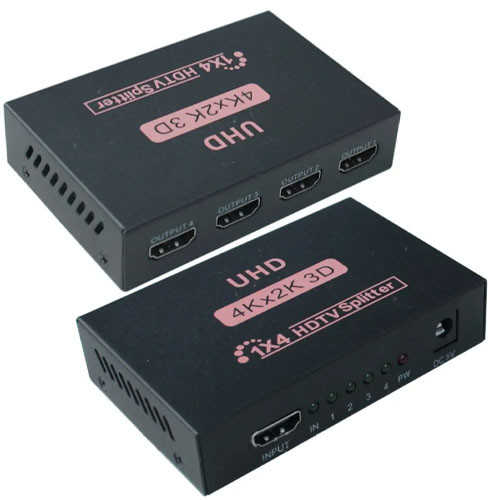 Спліттер HDMI 1x4, металевий корпус, DC 5V