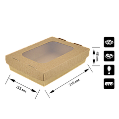 Коробка крафт з вікном 210х155х48 мм 10 шт