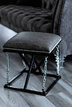 Інтер'єрний стілець із сірого шкірозамінника на металевому каркасі з декоративними ланцюгами у стилі лофт, фото 2