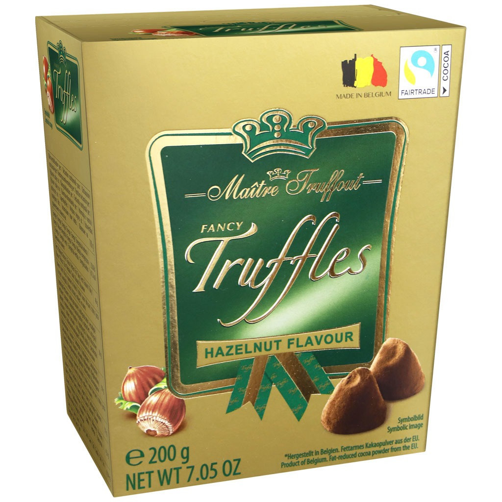 Шоколадні цукерки Maitre Truffout Fancy Gold Truffles Hazelnut 200g, фото 1