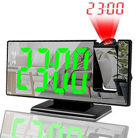 Годинник електронний дзеркальний настільний з проекторм DS-3816LP (чорний, зелена підсвітка)