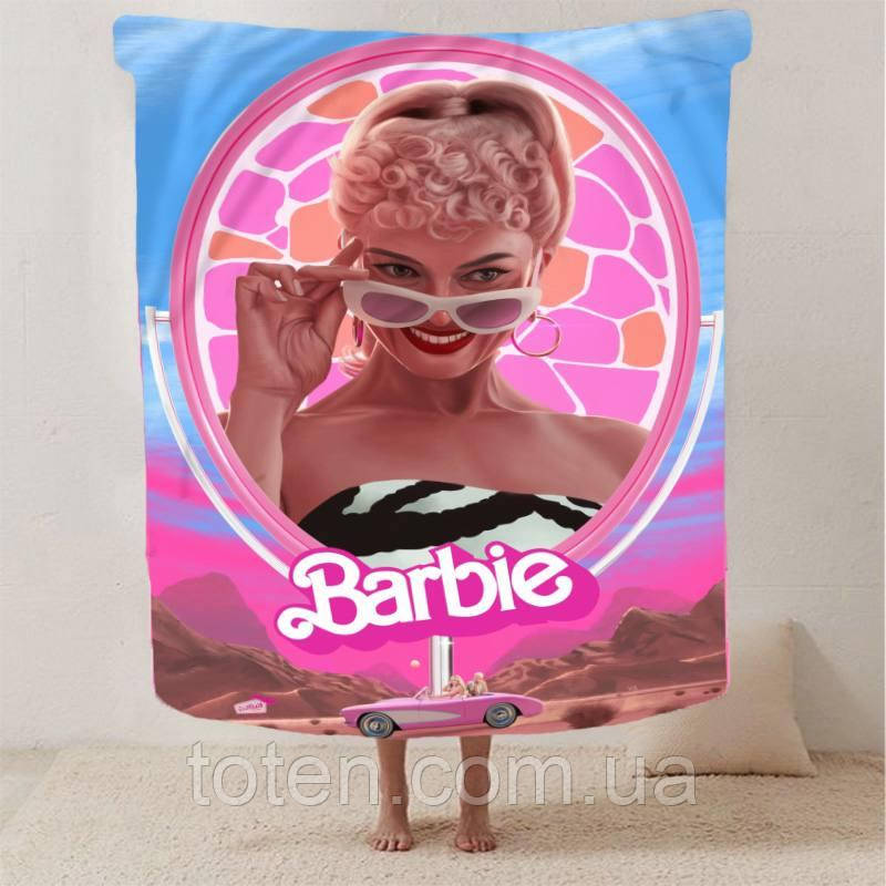 Плед Barbie якісне покривало з 3D малюнком Барбі рожева принцеса розмір 80х100