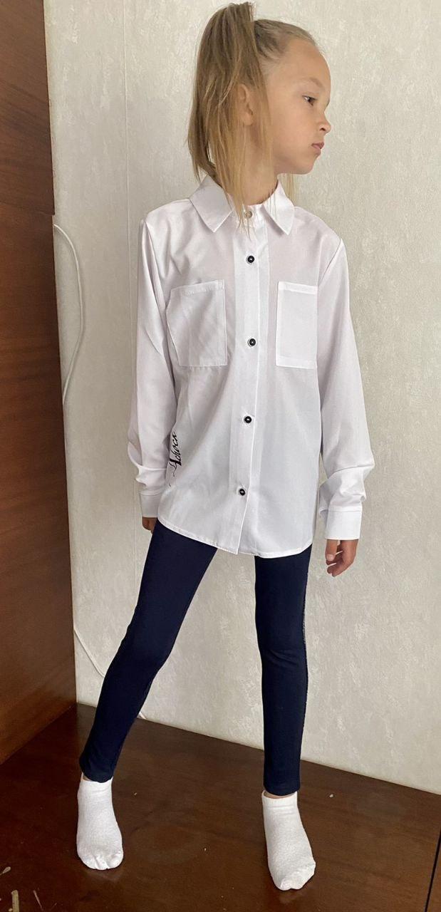 Нарядная школьная рубашка для девочек классическая блуза для идеального стильного школьного образа 146 - фото 7 - id-p1910288889
