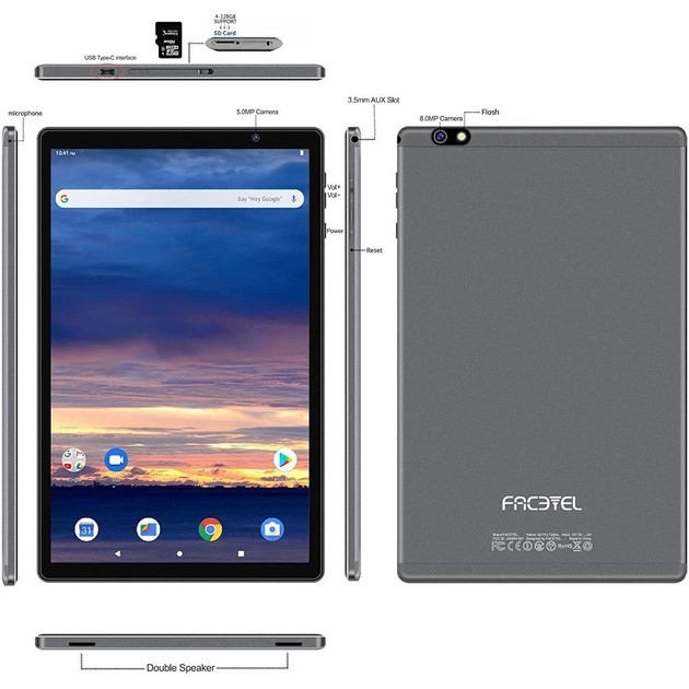 Facetel Q3 10.1 IPS Android 10 OctaCore 4/64Gb 4G LTE 8000mAh Grey - фото 3 - id-p1910290023