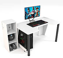 Геймерський ігровий стіл Gamer-4 каркас ЛДСП Білий (Zeus ТМ)