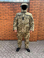 Тактична куртка зима бушлат піксель на флісі грета водовідштовхувальний з капюшоном с 44 по 54