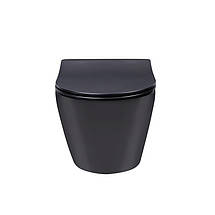 Унітаз підвісний Qtap Robin Matt Black Rimless з сидінням Slim Duroplast/ Soft-close, фото 3