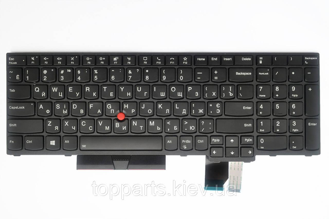 Клавіатура для ноутбуків Lenovo ThinkPad P15 Gen 1 чорна з чорною рамкою, з трекпоінтом, з підсвічуванням UA/RU/