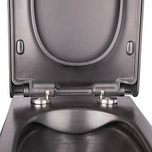 Унітаз підвісний Qtap Tern Matt Ultra Quiet Black Rimless з сидінням Slim Duroplast/ Soft-close, фото 5