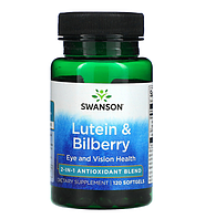 Добавка для здоровья глаз Swanson Lutein & Bilberry 120 Softgels