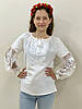Вишиванка для дівчинки білим по білому святкова лляна рукав гіпюр, Ошатна блузка для дівчинки, фото 10
