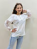 Вишиванка для дівчинки білим по білому святкова лляна рукав гіпюр, Ошатна блузка для дівчинки, фото 6