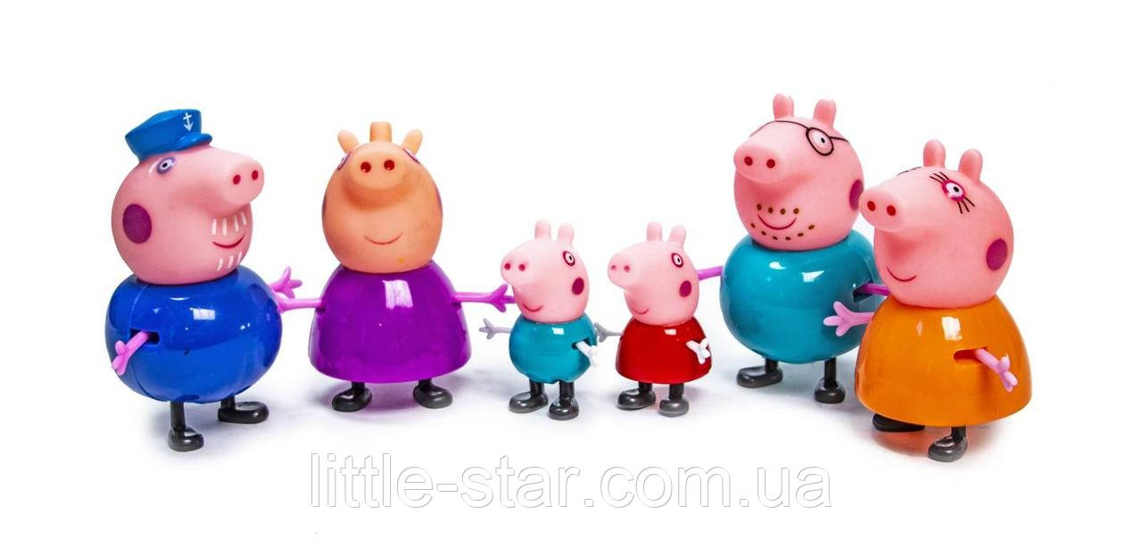 Набір героїв Свинка Пеппа. Ігрові фігурки з мультфільму Peppa Pig, 6 героїв