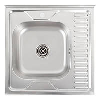 Кухонна мийка з нержавіючої сталі Platinum ДЕКОР 6060 L (0,7/160 мм)
