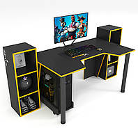 Геймерский игровой стол Gamer-5 каркас ЛДСП Черный (Zeus ТМ) Черный с оранжевой кромкой