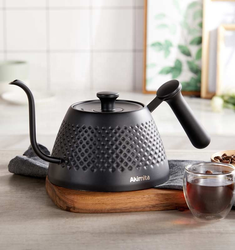 Чайник Akimita v60 1 л. для кави з тонким носиком, чорний