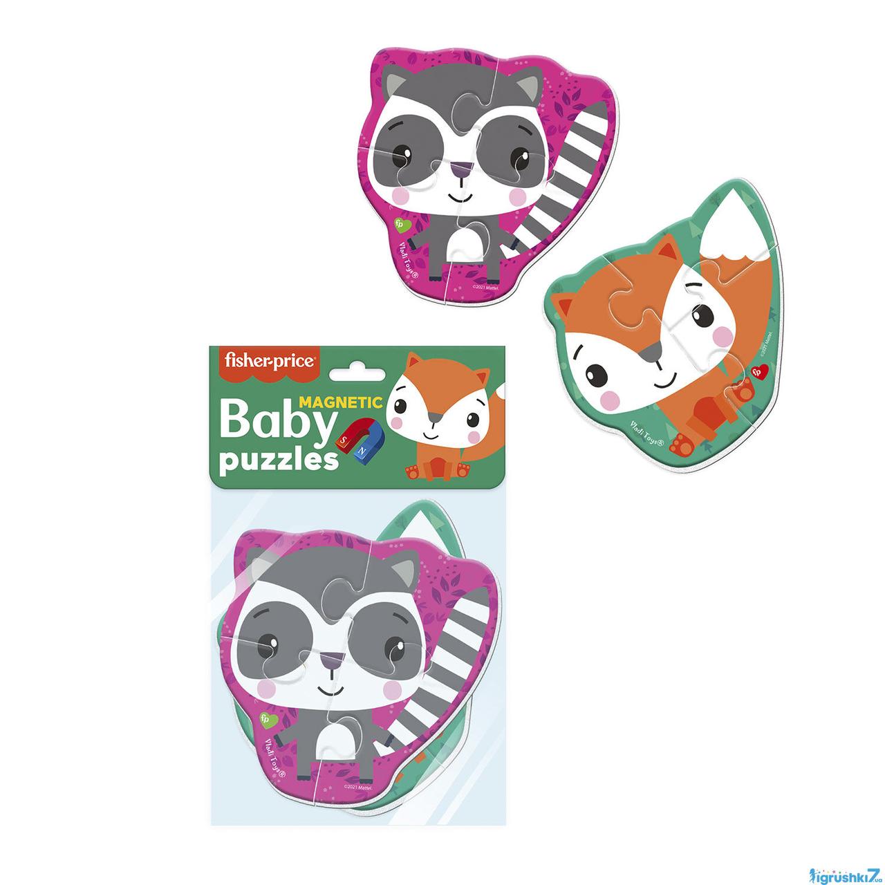 Гр Пазли магнітні Бебі"Fisher-Price.Лис та Єнот" (англ) VT3208-13 (50) "Vladi Toys", фото 1