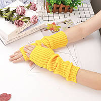 Мітенки в рубчик яскраві жовті One Size