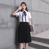 Юбка в стиле японской школьной формы плиссе черная XL