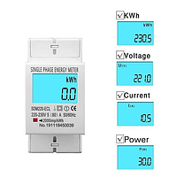 Счётчик электроэнергии однофазный Tomzn SDM 220-ELC на дин рейке 220В 80А С подсветкой