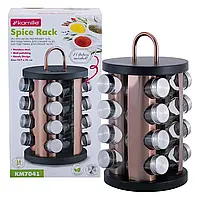 Набір ємностей для спецій на круглій підставці 16 шт. Kamille