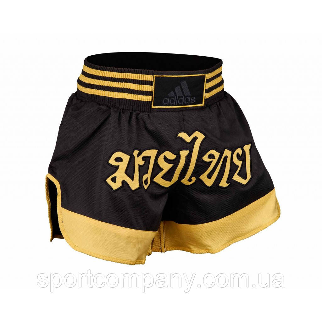 Шорты для тайского бокса и кикбоксинга муай-тай единоборств Adidas черные короткие Thai Boxing Short ADISTH02 - фото 2 - id-p1630697896