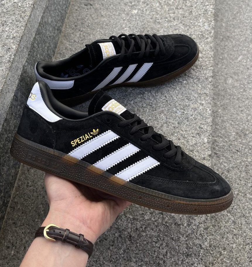 Чоловічі кросівки кеди Adidas handball spezial осінь-весна замш чорні. Фото в живу. топ, фото 1