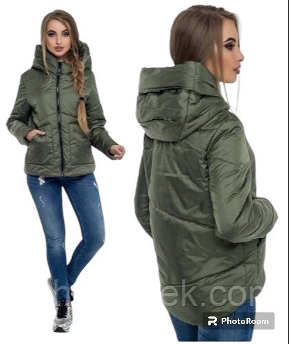 Жіноча демісезонна куртка кольору хакі розмір 42-56