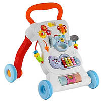 Дитяча музична каталка ходунки 17739 з ксилофоном і знімною панеллю, мелодіями та пальчиковими іграми