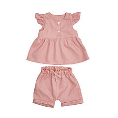 Набір для дівчинки Twins Linen (шорти, майка) льон 68р W-101-HTL68-24, powder pink, пудра