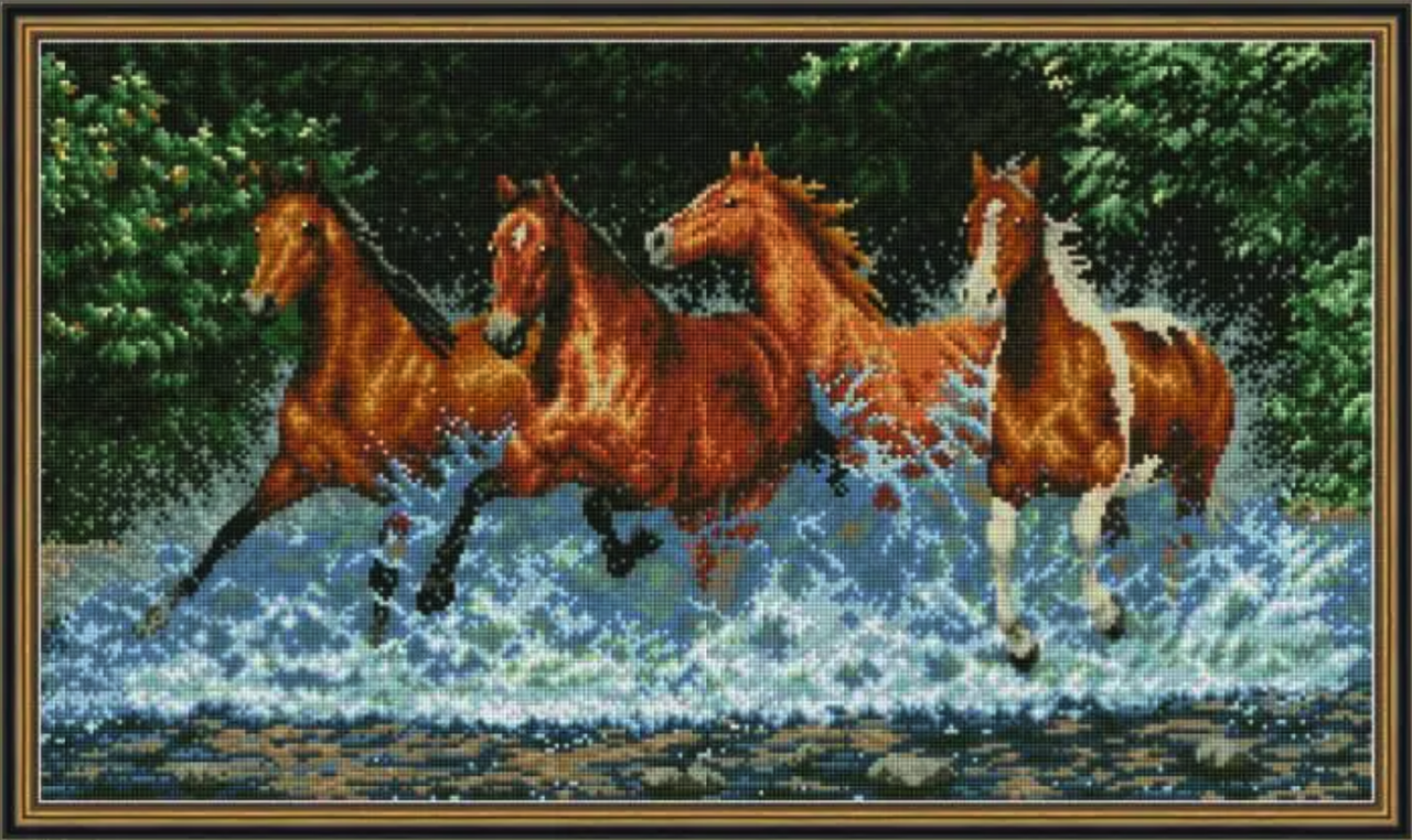 Алмазна мозаїка "Horses" 83.4*50.2 cm