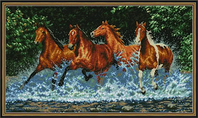Алмазна мозаїка "Horses"   83.4*50.2 cm
