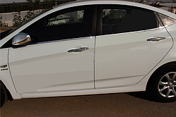 Хром молдинги скел для Hyundai Accent Solaris 2011-2017 Зовнішня окантовка вікон Хюндай Акцент Соларис 6 шт.