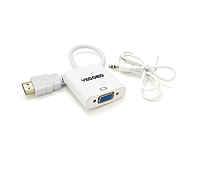 Конвертер VEGGIEG H-V2W HDMI (папа) на VGA(мама) + Audio, 25cm, White, Пакет